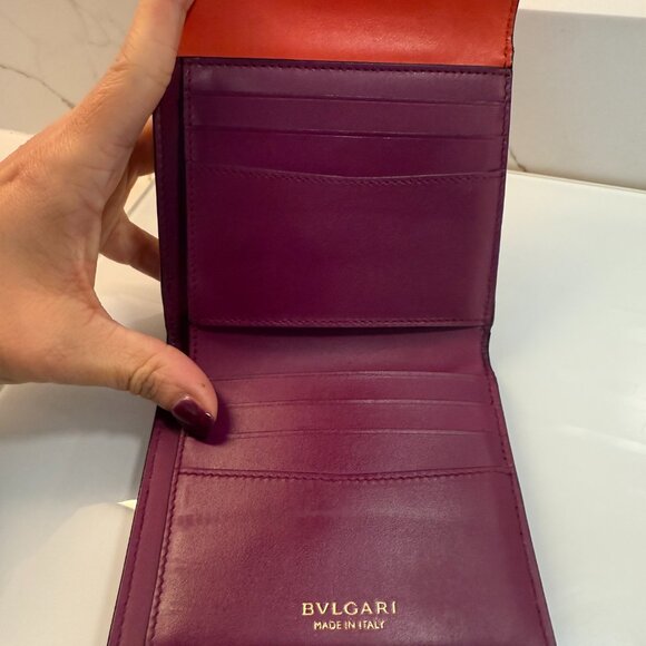 Bvlgari Serpenti Forever Tri-fold Wallet, Leather, Women's, Red - Picture 9 of 10